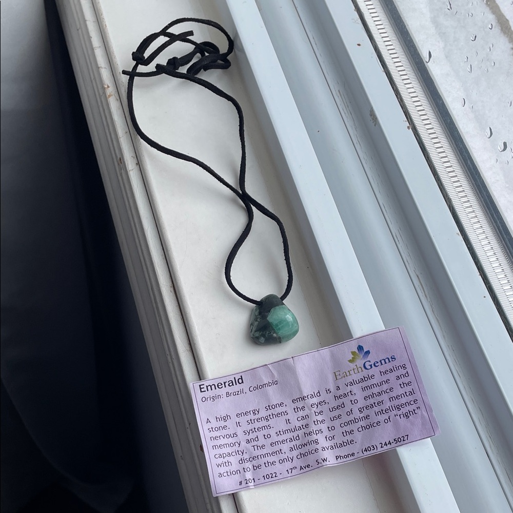 Handcrafted Emerald Pendant Necklace in Green -